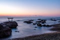 Shrine gate sunrise at sea Oarai city, Ibaraki Royalty Free Stock Photo