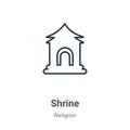 Shrine outline vector icon. Thin line black shrine icon, flat vector simple element illustration from editable religion concept Royalty Free Stock Photo