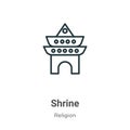 Shrine outline vector icon. Thin line black shrine icon, flat vector simple element illustration from editable religion concept Royalty Free Stock Photo