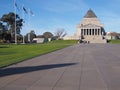 The Shrine of Remembrance in Melbourne seen from the city on a clear morning