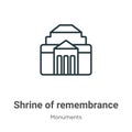 Shrine of remembrance outline vector icon. Thin line black shrine of remembrance icon, flat vector simple element illustration
