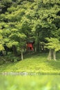 Shrine Vermilion Red Shinto on the Lake islet of Koishikawa Kora