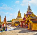 The shrines of Shwezigon Pagoda, Bagan, Myanmar