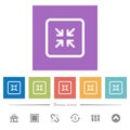 Shrink object flat white icons in square backgrounds