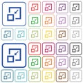 Shrink window outlined flat color icons