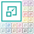 Shrink window flat color icons with quadrant frames