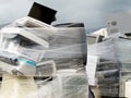 Shrink wrapped pile of electronics computer waste Royalty Free Stock Photo