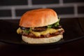 Shroom Arugula Burger Foodfast Horizontal Royalty Free Stock Photo
