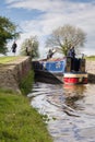 Shropshire Union Canal Locks and Boat Royalty Free Stock Photo