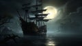 Shrouded in Shadows: A Haunting Voyage on the Moonlit Pirate Shi