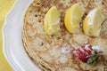 Shrove Pancake Tuesday pancakes with lemons Royalty Free Stock Photo