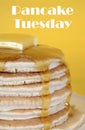 Shrove Pancake Tuesday stack of pancakes with text