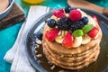 Shrove Tuesday or Pancake day perfect pile of pancakes Royalty Free Stock Photo