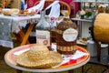 Shrovetide festivities. Bottles with Belorussian moonshine