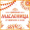 Shrovetide or Maslenitsa poster design. Russian spring holiday, carnival, Mardi Gras, pancake week, Shrove Tuesday