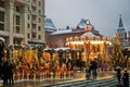 Shrovetide Pancake week decorations on Manezhnaya Square in Moscow