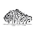 Shrub. Single, hand drawn black bush, isolated on white background. Simple doodle vector illustration Royalty Free Stock Photo