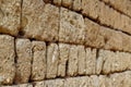 Sun-dried earth bricks in a building of Shu-He village near Lijiang, Yunnan, China Royalty Free Stock Photo