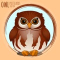 Shubby brown owl, cartoon series Royalty Free Stock Photo