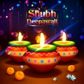 Shubh Deepawali Happy Diwali background with watercolor diya for light festival of India Royalty Free Stock Photo