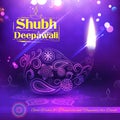 Shubh Deepawali Happy Diwali background with watercolor diya for light festival of India Royalty Free Stock Photo