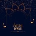 Shubh diwali sparkles background with golden diya