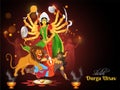 Shubh Durga Utsav banner or poster design with illustration of Hindu Mythological Goddess Durga.