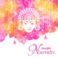 Shubh Navratri festival vector greeting card, border