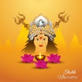 Shubh navratri indian festival celebration greeting card with Goddess durga illustration
