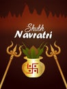 Shubh navratri realistic kalash and golden trishul