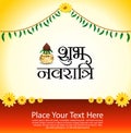 Shubh navratri text background with kalash