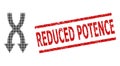 Textured Reduced Potence Stamp and Halftone Dotted Shuffle Arrows Down Royalty Free Stock Photo