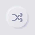 Shuffle button icon, White Neumorphism soft UI Design.