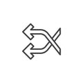 Shuffle crossing arrows line icon