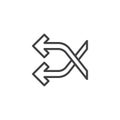 Shuffle crossing arrows line icon