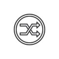 Shuffle music player button outline icon