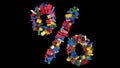 Shuffled Colored Building Blocks Typeface Percent Royalty Free Stock Photo