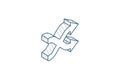 shufle, mix, random, intersecting arrow isometric icon. 3d line art technical drawing. Editable stroke vector