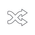 Shufle, mix, random, intersecting arrow thin line icon. Linear vector symbol