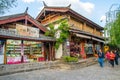 Shuhe Ancient Town is one of the oldest habitats of Lijiang and well-preserved town on the Ancient Tea Route. Yunnan China.