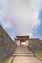 Shukujunmon gate of Shuri Castle`s in the Shuri neighborhood of Naha, the capital of Okinawa Prefecture, Japan