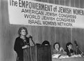 Knesset Member Shulamit Aloni Addresses the First International Jewish Feminist Conference in Jerusalem in 1988