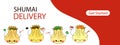 Shumai delivery page with dumpling characters vector illustration