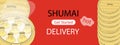 Shumai delivery page with hot dumplings vector illustration