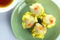 Shumai , siu mai - chinese steamed pork dumplings on white background Royalty Free Stock Photo