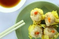 Shumai , siu mai - chinese steamed pork dumplings on white background Royalty Free Stock Photo