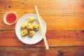 Shumai : traditional Chinese dumpling filled with shrimp pork or crab, Chinese dim sum Royalty Free Stock Photo