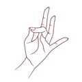 Shuni mudra. Yogic hand gesture. Vector. Isolated on white background Royalty Free Stock Photo