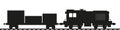 Shunting diesel locomotive with a cargo platform. Train silhouette. Flat vector illustration isolated on white