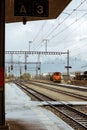 Shunting locomotive with tank wagons Royalty Free Stock Photo